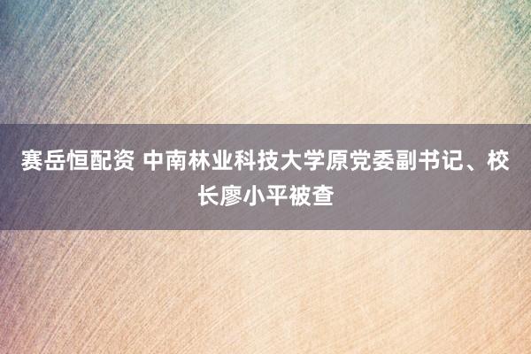 赛岳恒配资 中南林业科技大学原党委副书记、校长廖小平被查
